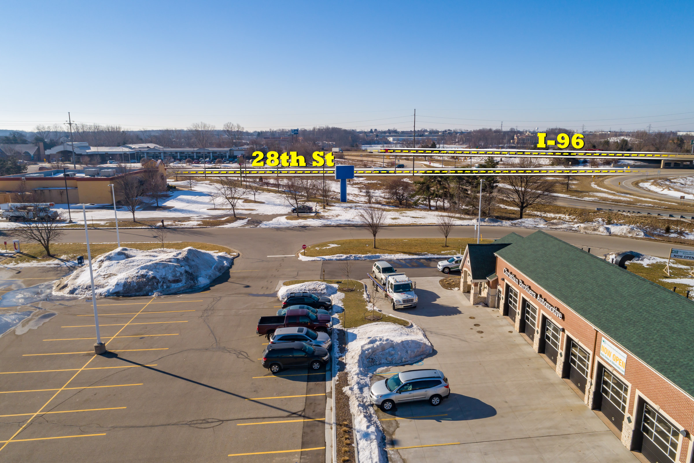 Aerial shot of CBAC and it's location to 28th street and I96